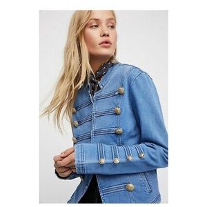 Free People military style denim jacket